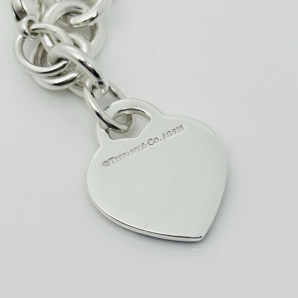 Large Please Return to Tiffany Black Color Splash Enamel Heart Tag Bracelet - Picture 5 of 8